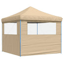 pop op-festtelt med 2 sidevægge foldbart beige