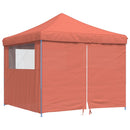 foldbart pop-up festtelt med 4 sidevægge terracotta