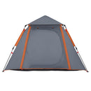 4-personers campingtelt kuppel quick-release grå og orange