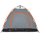 3-personers campingtelt quick-release grå og orange