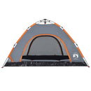 4-personers campingtelt quick-release grå og orange