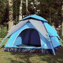3-personers campingtelt kuppel quick-release blå