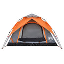 4-personers campingtelt kuppel quick-release grå og orange