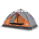 3-personers campingtelt kuppel quick-release grå og orange