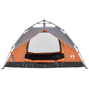 3-personers campingtelt kuppel quick-release grå og orange