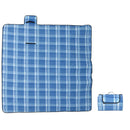 picnictæppe 200x200 cm foldbart fløjl ternet blå