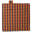 picnictæppe 200x200 cm foldbart fløjl ternet flerfarvet