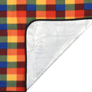 picnictæppe 200x200 cm foldbart fløjl ternet flerfarvet