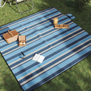 picnictæppe 200x200 cm foldbart bølget fløjl blå og hvid