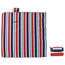 picnictæppe 200x200 cm foldbart fløjl stribet rød og blå