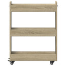 skab med hjul 60x22x79 cm konstrueret træ sonoma-eg