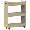 skab med hjul 60x22x79 cm konstrueret træ sonoma-eg