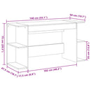 skrivebord 140x50x75 cm konstrueret træ sonoma-eg
