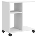 sidebord med hjul 50x30x55 cm konstrueret træ hvid