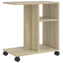 sidebord med hjul 50x30x55 cm konstrueret træ sonoma-eg