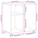 sidebord med hjul 50x30x55 cm konstrueret træ sonoma-eg