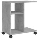 sidebord med hjul 50x30x55 cm konstrueret træ betongrå