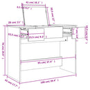 makeupbord med spejl 100x45x76 cm sort