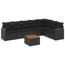 sofasæt til haven 8 dele med hynder polyrattan sort