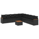 sofasæt til haven 10 dele med hynder polyrattan sort