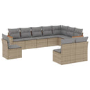 havesofasæt 10 dele med hynder polyrattan beige