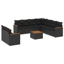 sofasæt til haven 10 dele med hynder polyrattan sort