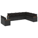 sofasæt til haven 10 dele med hynder polyrattan sort