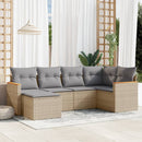 havesofasæt 6 dele med hynder polyrattan beige