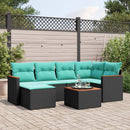 havesofasæt med 7 hynder sort polyrattan