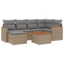 havesofasæt 7 dele med hynder polyrattan beige