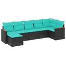havesofasæt med 7 hynder sort polyrattan
