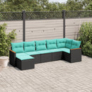 havesofasæt med 7 hynder sort polyrattan