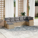 havesofasæt 7 dele med hynder polyrattan beige