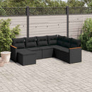 sofasæt til haven 7 dele med hynder polyrattan sort