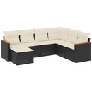 sofasæt til haven 7 dele med hynder polyrattan sort