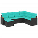 havesofasæt med 7 hynder sort polyrattan