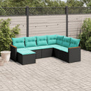 havesofasæt med 7 hynder sort polyrattan