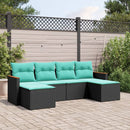 havesofasæt med 6 hynder sort polyrattan