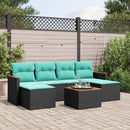 havesofasæt med 7 hynder sort polyrattan