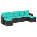 havesofasæt med 7 hynder sort polyrattan
