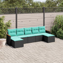 havesofasæt med 7 hynder sort polyrattan
