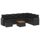 sofasæt til haven 9 dele med hynder polyrattan sort