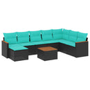 havesofasæt med 9 dele og hynder sort polyrattan
