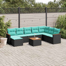 havesofasæt med 9 dele og hynder sort polyrattan