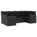 sofasæt til haven 6 dele med hynder polyrattan sort