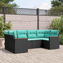 havesofasæt med 6 hynder sort polyrattan