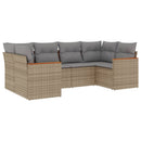 havesofasæt 6 dele med hynder polyrattan beige