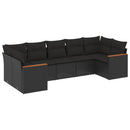 sofasæt til haven 7 dele med hynder polyrattan sort