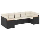 sofasæt til haven 7 dele med hynder polyrattan sort