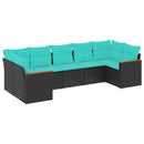 havesofasæt med 7 hynder sort polyrattan